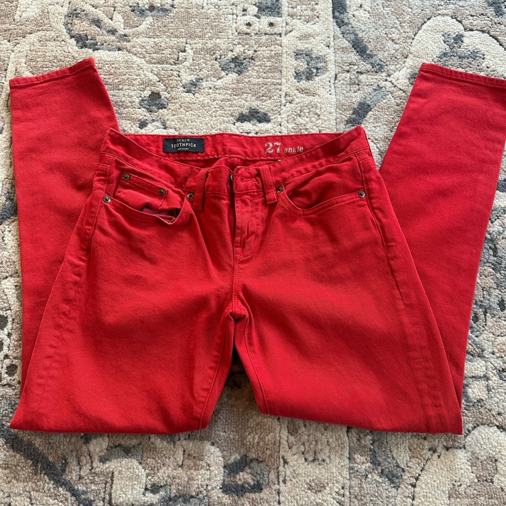 J. Crew Red Skinny Ankle Jeans